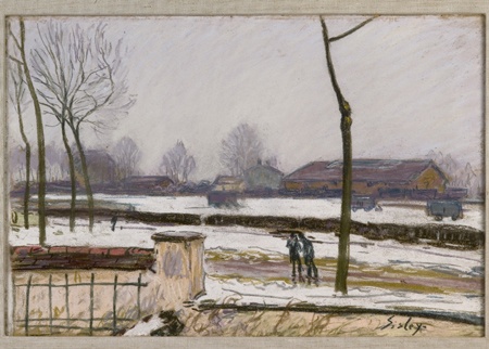 Alfred Sisley, Krajobraz zimowy, Paysage d'hiver, 1888 (Rys.: Von der Heydt-Museum Wuppertal)